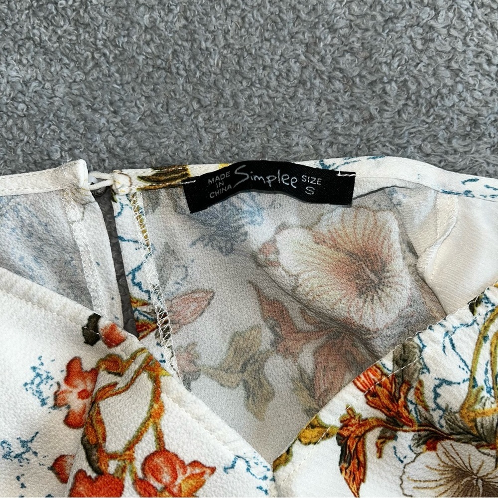 Simplee Apparel Floral High Low Dress - Cream and Red - Picture 4 of 7